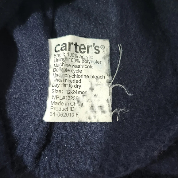 Carter's Knit Beanie Size 12-24 Months Navy Fair Isle Ear Flaps Fleece Lined - Picture 6 of 6